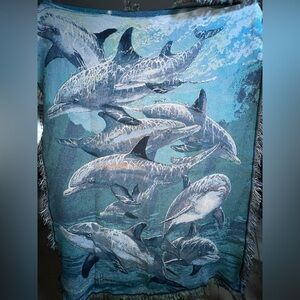 Vintage Guy Harvey Dolphin Tapestry Throw Blanket